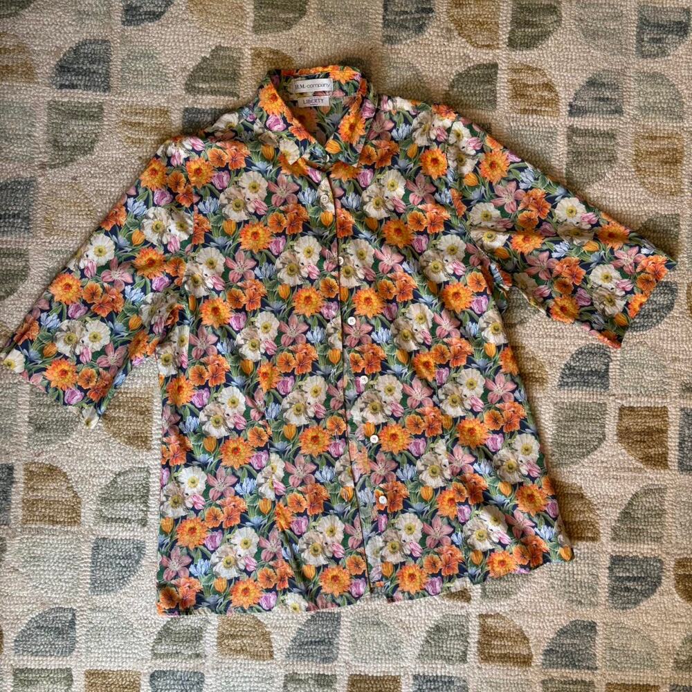 Vintage Liberty Fabrics Graphic Cotton Retro Floral Top Whimsical Unisex